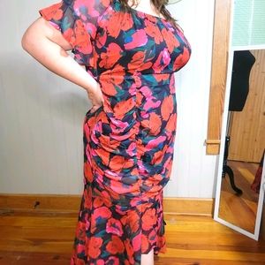 NWT Boohoo US plus size 18 high low dress off shoulder